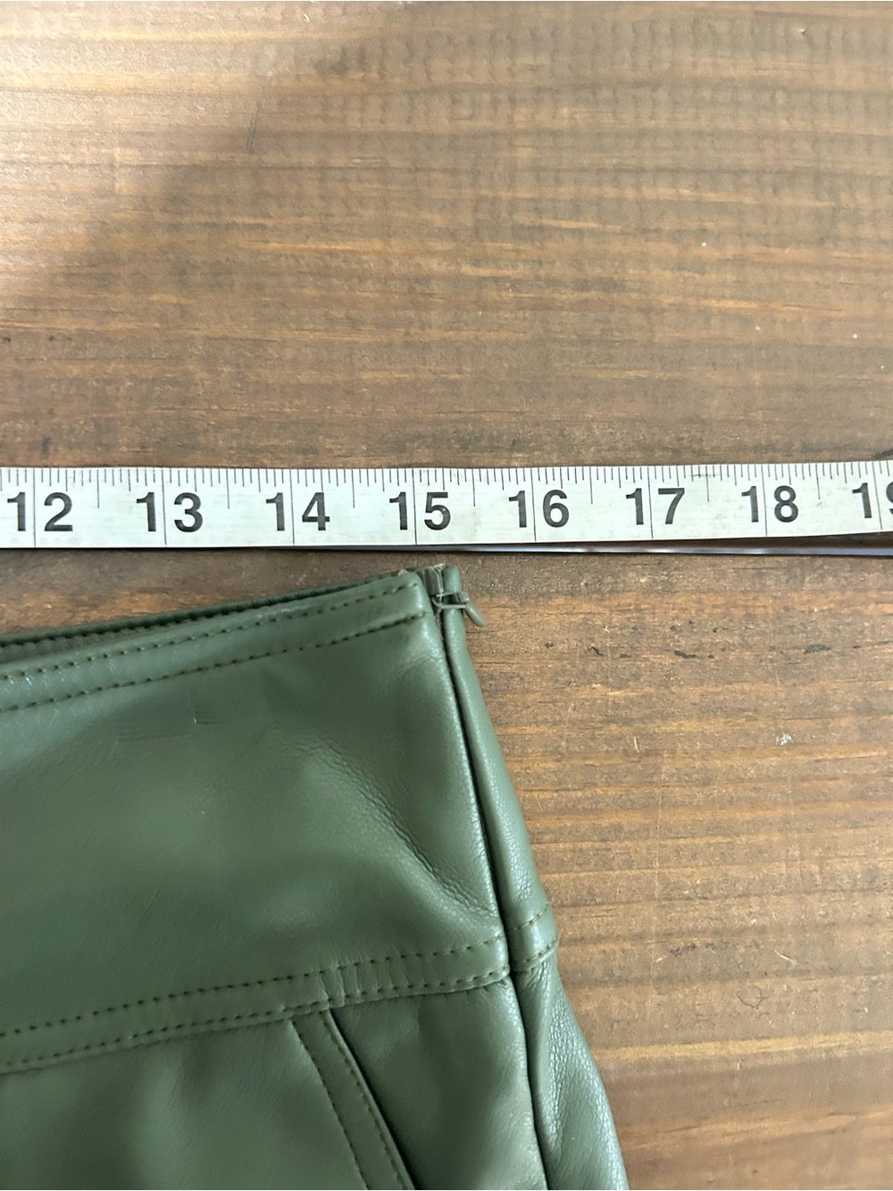 Cabi "Kick It" Skirt Style #4765 Olive Green Faux Leather Midi Size 4 Vegan - Picture 6 of 7